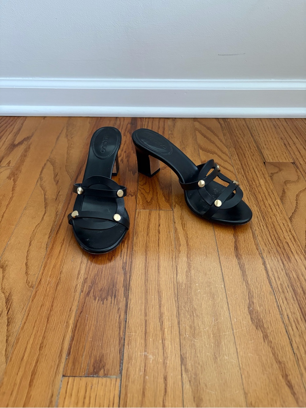 Jimmy choo black chunk heel mule